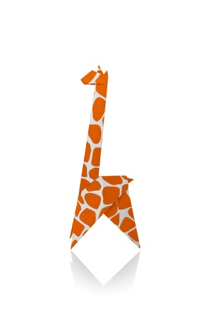 Giraffe paper isolated on a white background, Origami.の写真素材