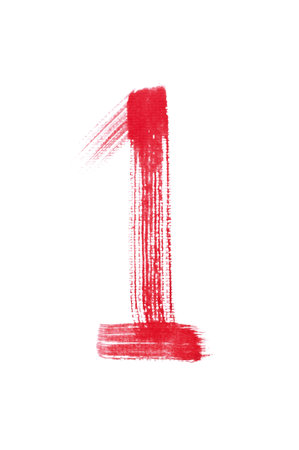 1-Handwritten Watercolor number isolated on white background