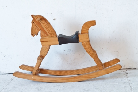 Small Antique brown wooden rocking horse toy.の写真素材