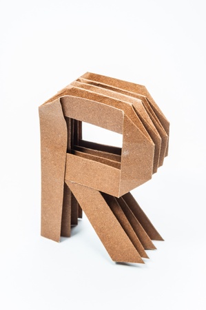 R-Origami alphabet letters recycled paper craft fold.の写真素材