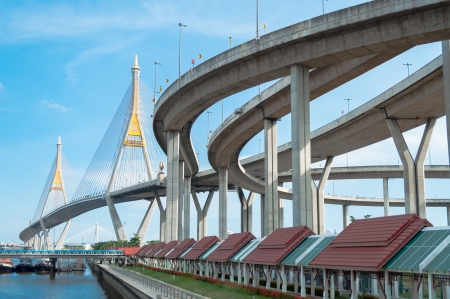 Bridge across the Chao Phraya River, Bangkok, Thailand.のeditorial素材