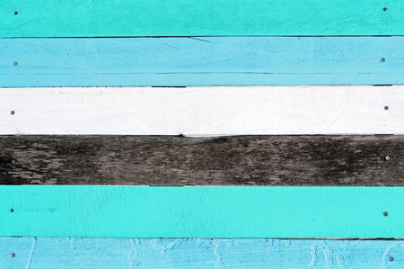 Wood floors, blue, white, black, beautifully arranged and nailed.の写真素材