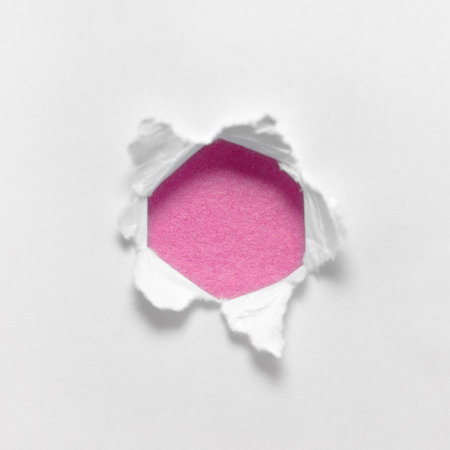 Torn white paper in a circle Inside the pink circle.