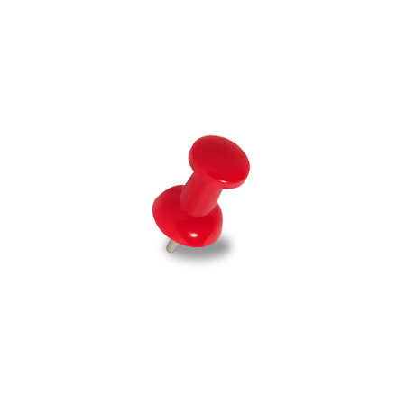 Red pins on a white background with clipping paths.の写真素材