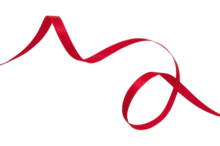 Red ribbon on a white background with clipping paths.の写真素材