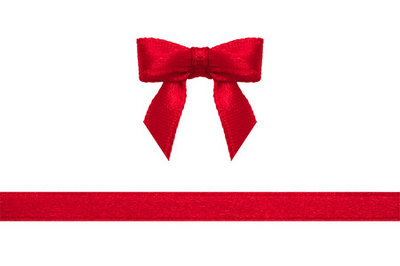 Red ribbon Bow on a white background.の写真素材