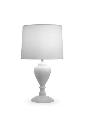 Modern table white lamp marble calico on a white backgroundの写真素材