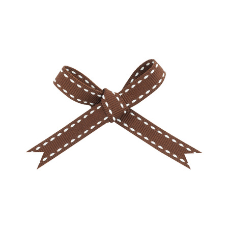 Brown bow striped white on a white background.の写真素材