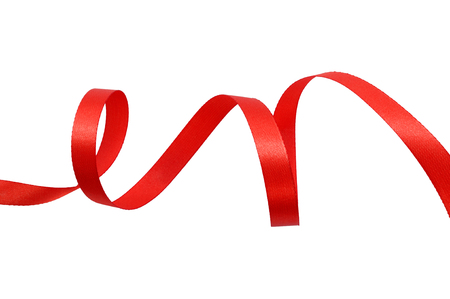 Red ribbon on a white backgroundの写真素材