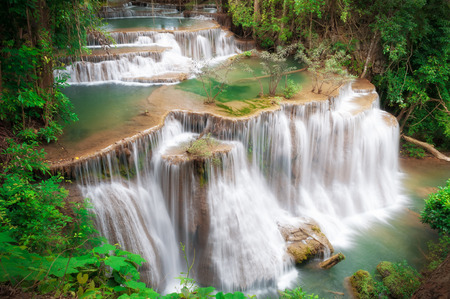 beautiful waterfall in Huay Mae Kamin, Kanchanaburi Province, Thailand.の写真素材
