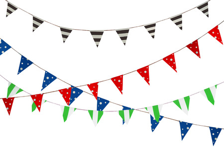 Celebrate banner. Party flags blue, brown, Red, Green and white.の写真素材