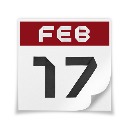 Calendar of February 17, on a white background.の写真素材