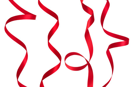 Mix Red ribbon on a white backgroundの写真素材