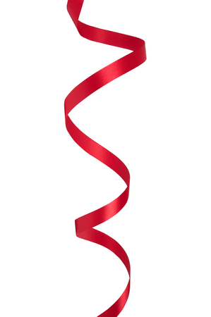 Red ribbon on a white backgroundの写真素材