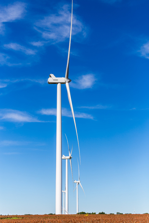 Wind turbines in a Kansas field.の写真素材