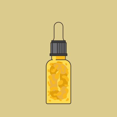 Cbd oil dropper in a glass bottle. Mock up of cannabis oil extract, original illustration.のイラスト素材