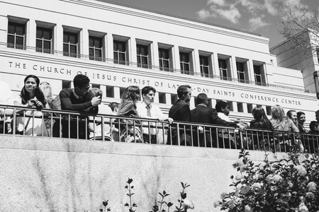 Unspecified Mormons Gather at the Conference Center in Salt Lake City, Utahのeditorial素材
