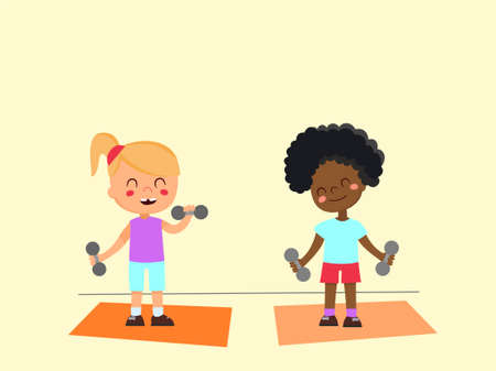 Children of different skin colours play sportsのイラスト素材