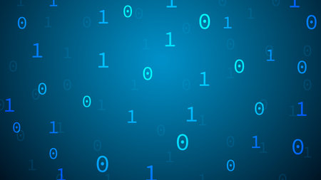 Blue digital background. Random binary codeのイラスト素材