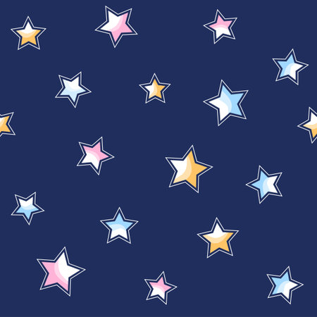 Seamless pattern of stars on blue background.のイラスト素材