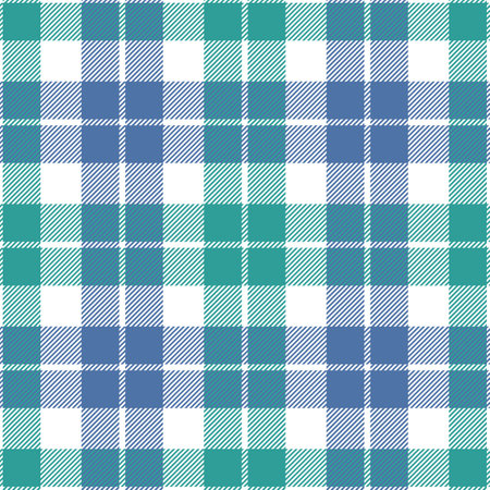 Blue, green and white plaid seamless pattern. Vector backgroundのイラスト素材