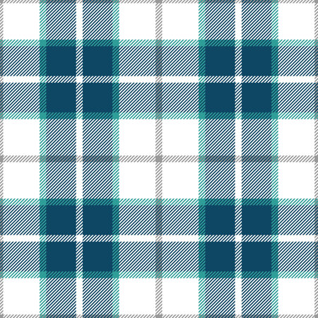 Blue, green and white plaid seamless pattern. Vector backgroundのイラスト素材