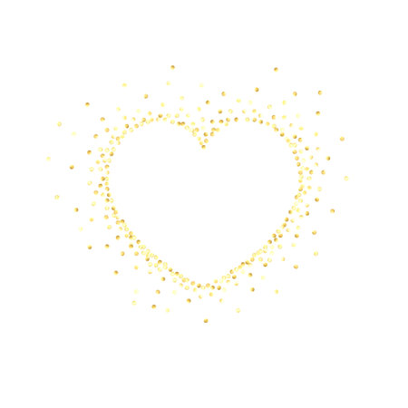 Gold frame. Random gold sequins on white backgroundのイラスト素材