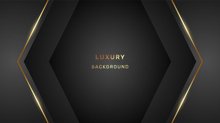 Gold luxury background. Black vector backdrop with gold linesのイラスト素材