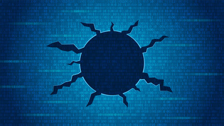 Illustration of cyber attack. Random binary data backgroundのイラスト素材