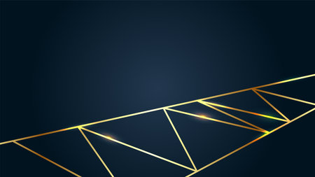Abstract vector background. Gold triangles on navy backgroundのイラスト素材