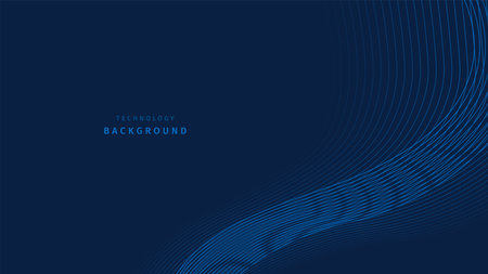 Technology background with blue waves. Editable strokeのイラスト素材