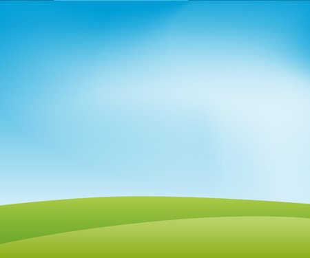 Summer landscape with hills, sky and cloudsのイラスト素材