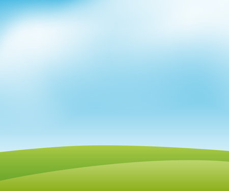 Summer landscape with hills, sky and cloudsのイラスト素材
