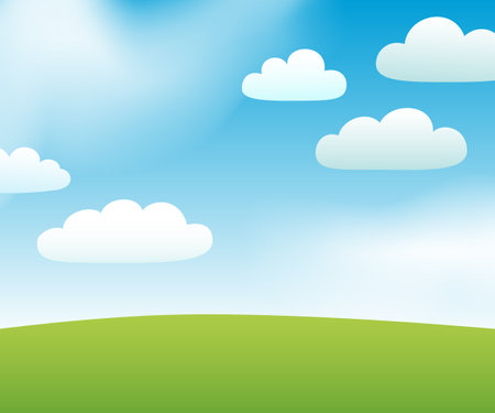 Summer landscape with hills, sky and cloudsのイラスト素材