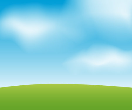 Summer landscape with hills, sky and cloudsのイラスト素材
