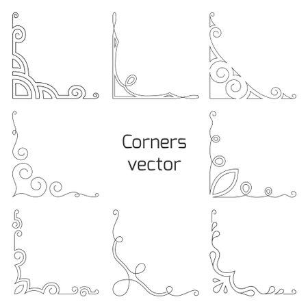 Set of vintage vector corners isolated on white backgroundのイラスト素材