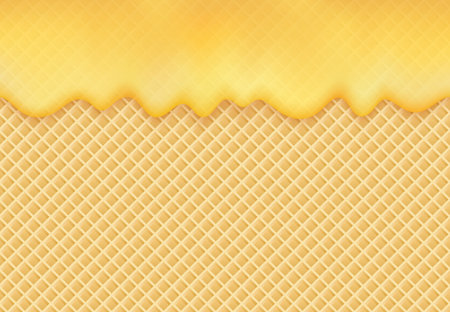 Dripping honey on waffle. Vector backgroundのイラスト素材