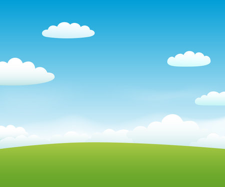 Summer landscape with hills, sky and cloudsのイラスト素材