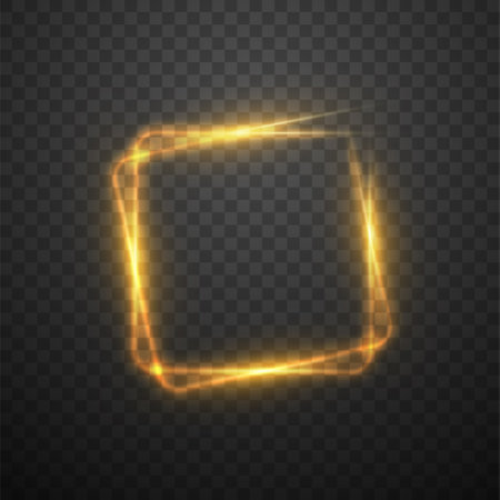 Glowing square frame on dark transparent backgroundのイラスト素材