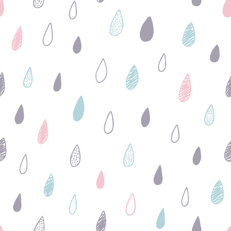Rain drops on white. Vector seamless pattern.のイラスト素材
