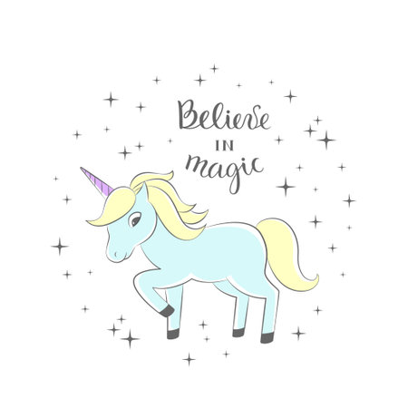 Unicorn card. Vector illustrationのイラスト素材