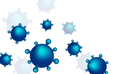 Illustration of corona virus. Blue virus cells on white. Medical backgroundのイラスト素材