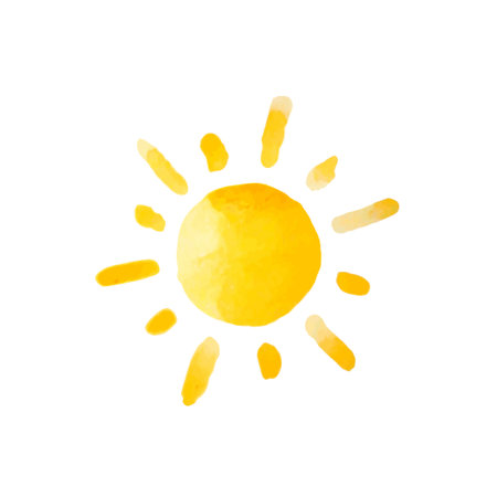 Watercolor sun isolated. Vector illustration.のイラスト素材