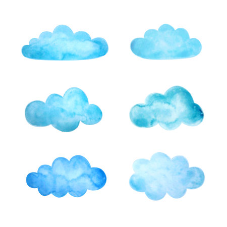 Set of watercolor clouds. Vector illustrationのイラスト素材