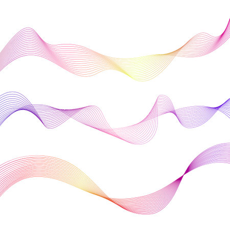 Colorful vector waves on white backgroundのイラスト素材