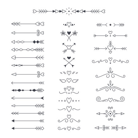 Vector set of decorative arrows and dividersのイラスト素材