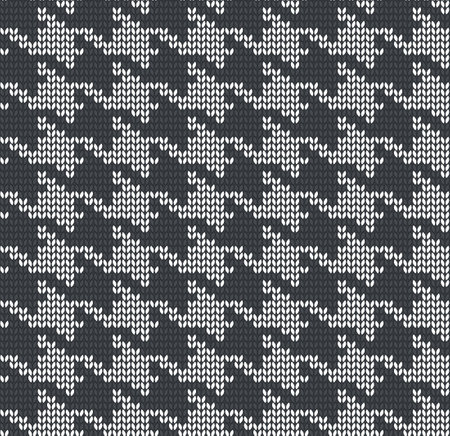 Black and white houndstooth seamless pattern. Knitted backgroundのイラスト素材