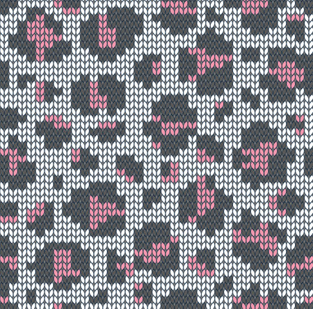 Knitted leopard vector seamless pattern.のイラスト素材