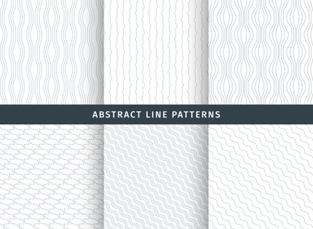 Set of monochrome line seamless patternsのイラスト素材