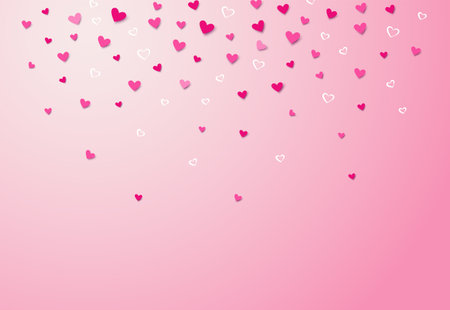 Pink romantic background with falling hearts. vector illustrationのイラスト素材